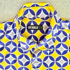 St33le Short-Sleeve Shirt, Men’s Small, Stretch Cotton, Midcentury-Modern Print
